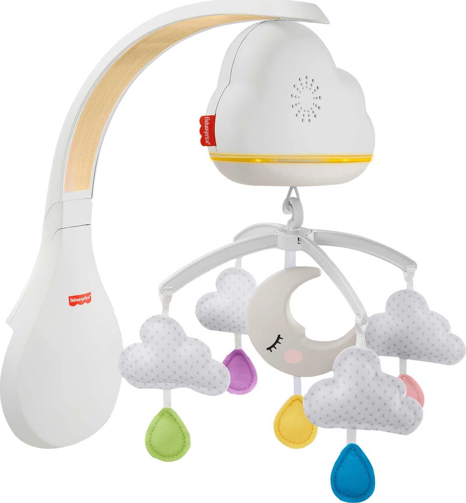 Fisher-Price Calming Clouds Mobile & Soother, crib mobile and nursery sound machine for newborn baby to toddler, GRP99