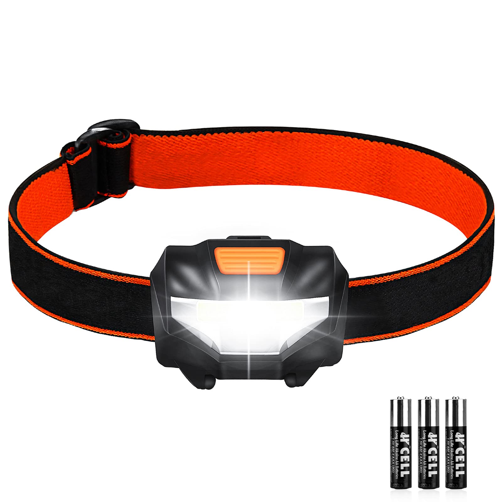 LED Head Torch, Super Bright Lightweight LED Headlamp with 3 Lighting Modes, Battery Powered Waterproof LED Headlight for Camping, Running, Cycling, Fishing, Hiking, Reading, Outoor Sports