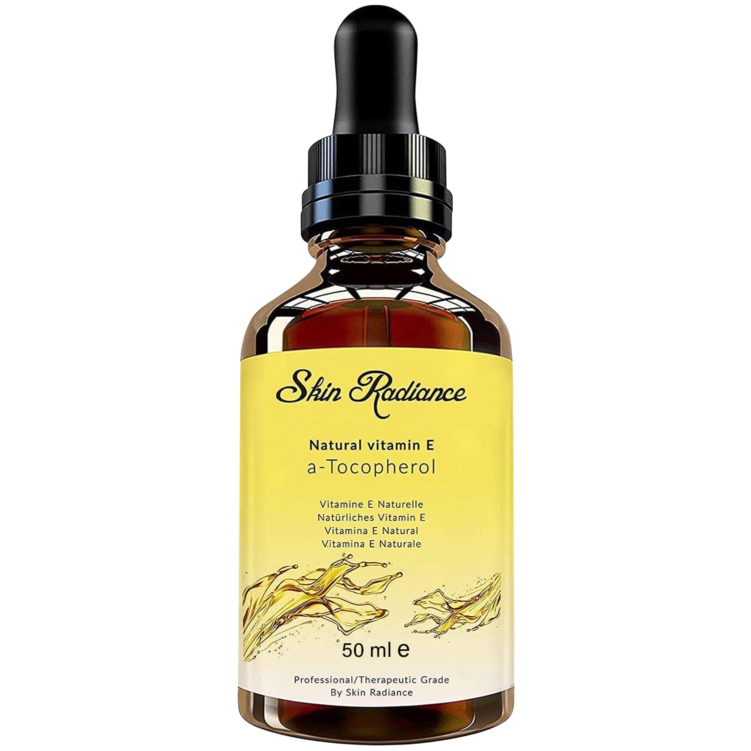 Skin Radiance 100% Pure Vitamin E Oil for Face & Skin - A Natural Highly Moisturising Oil for Skin, Nails & Hair - Vegan, No GMO & Hexane Free. 50ml