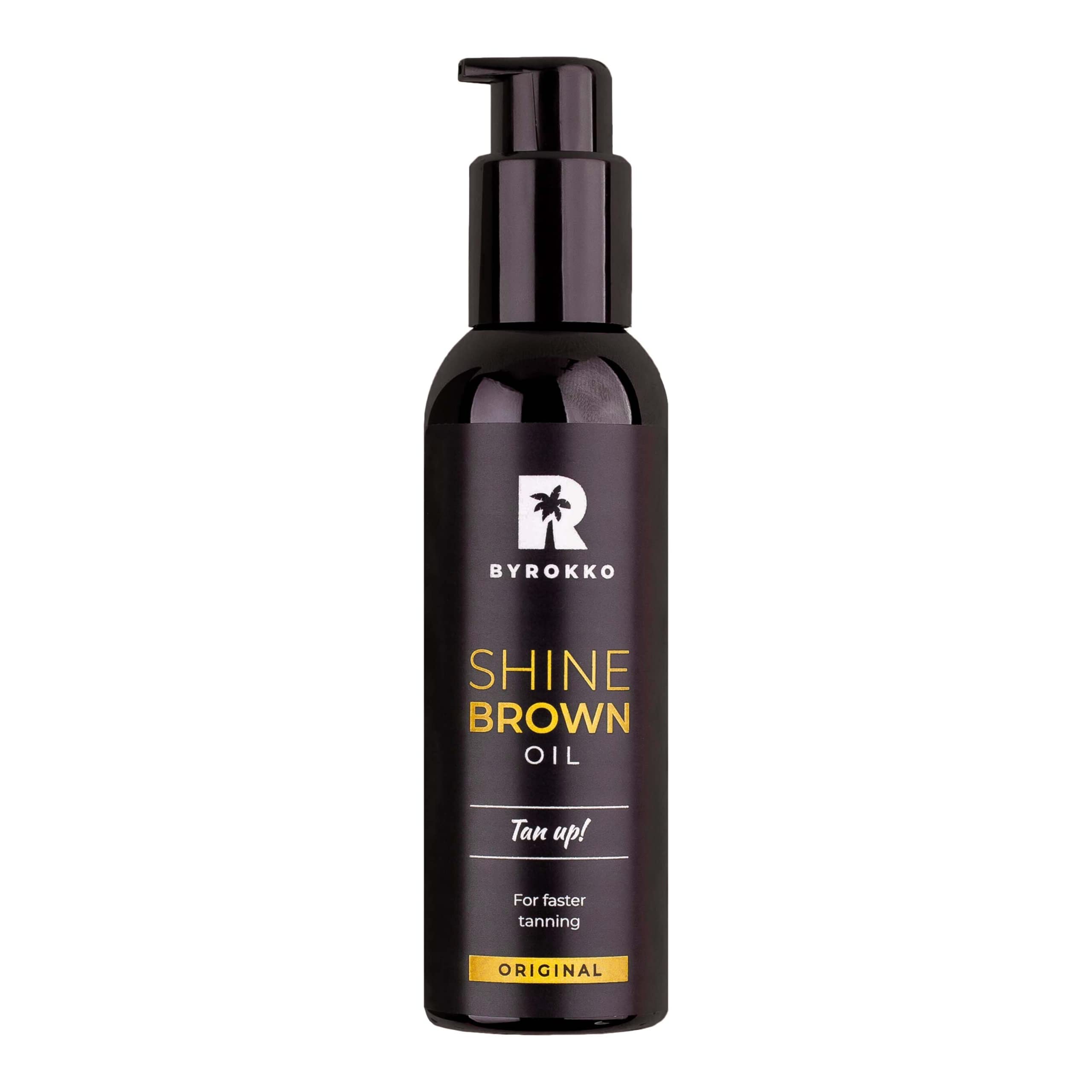 BYROKKO Shine Brown Premium Tanning Accelerator Oil (150 ml), XXL Tan Accelerator for Sunbed & Outdoor Sun, Achieve a Natural Tan with Natural Ingredients. Coconut Oil, Walnut Oil, Hazelnut Oil