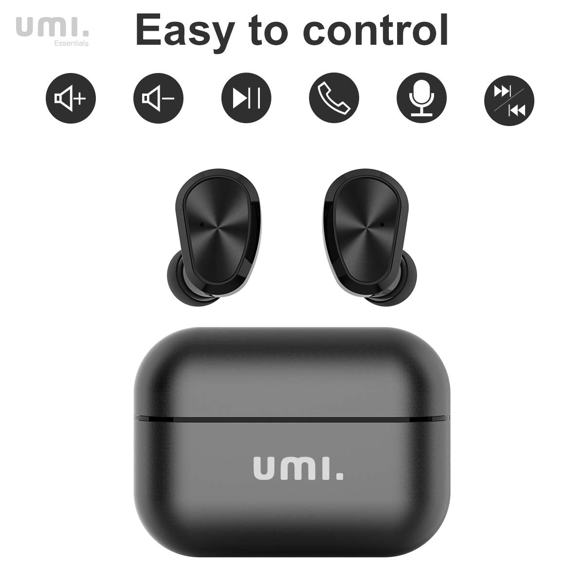 Amazon Brand - Umi earbuds W5s True Wireless Earbuds Bluetooth 5.2 In-Ear Headphones IPX7 for iPhone, Samsung, Huawei with Patented Intelligent Metal Charging Case(Grey)