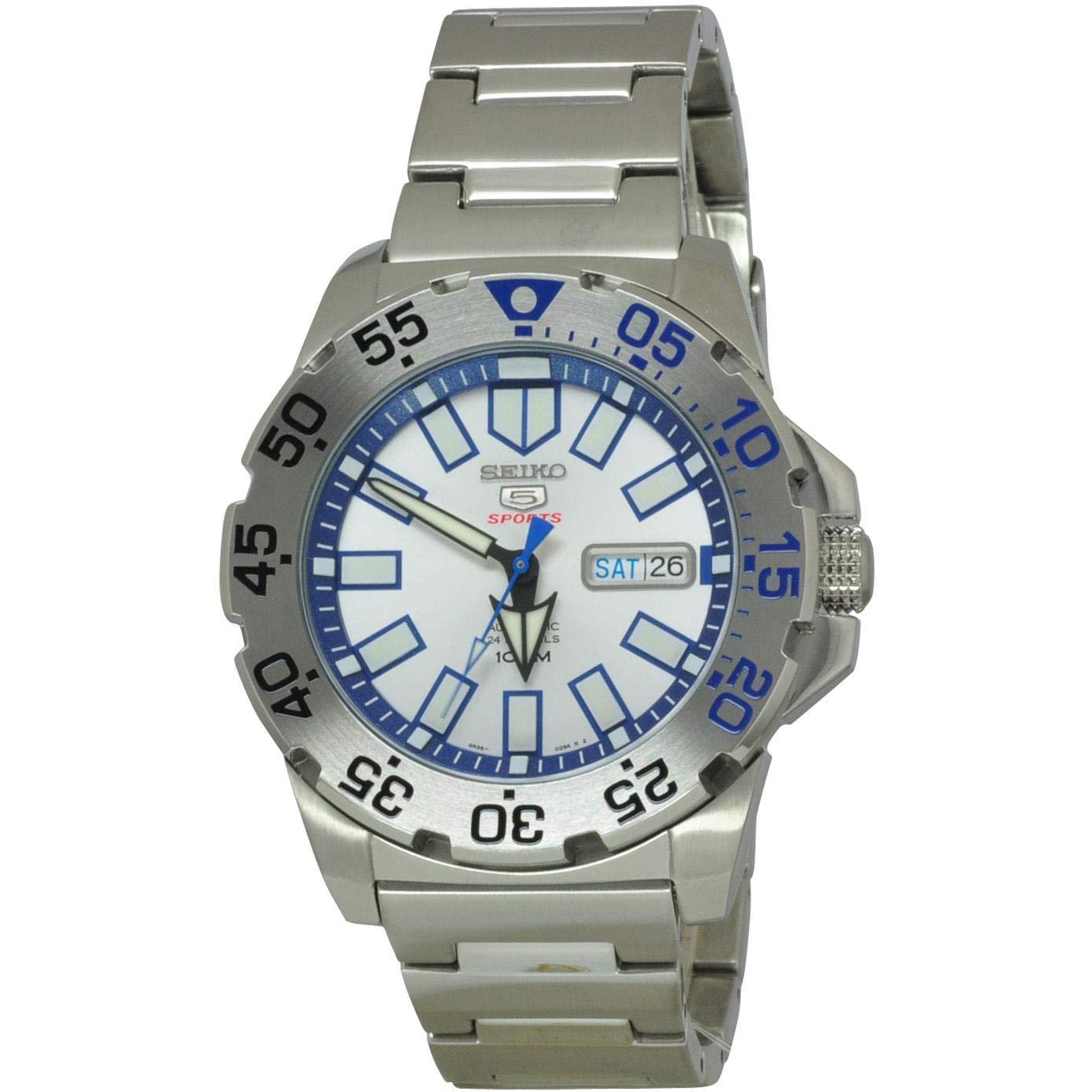 Seiko - SRP481K1-5 Sports - Men's Watch - Automatic Analogue - White Dial - Grey Steel Strap