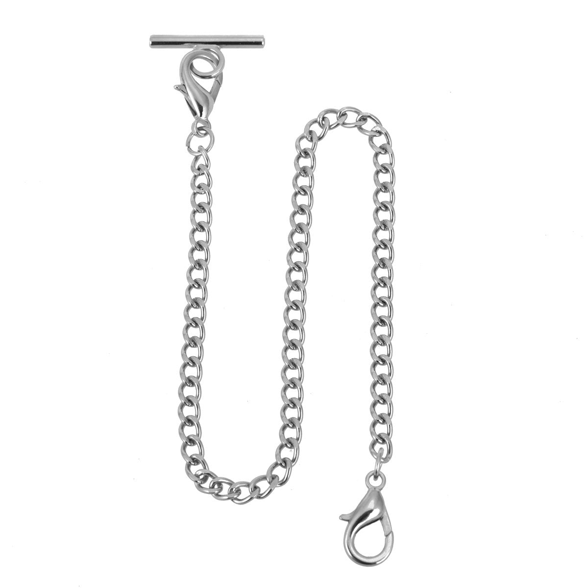 Pocket Watch Chain Albert T-Bar & Lobster Clasp - SIBOSUN Plated 14 Inch Single Link Vest Belt