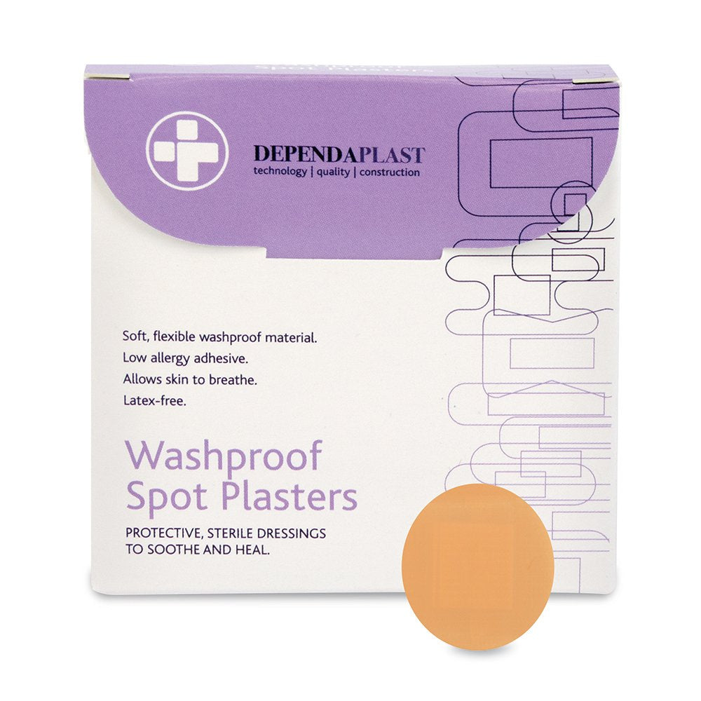 Reliance Medical Dependaplast Washproof Spot Plasters, Non Perforated, Pack of 100