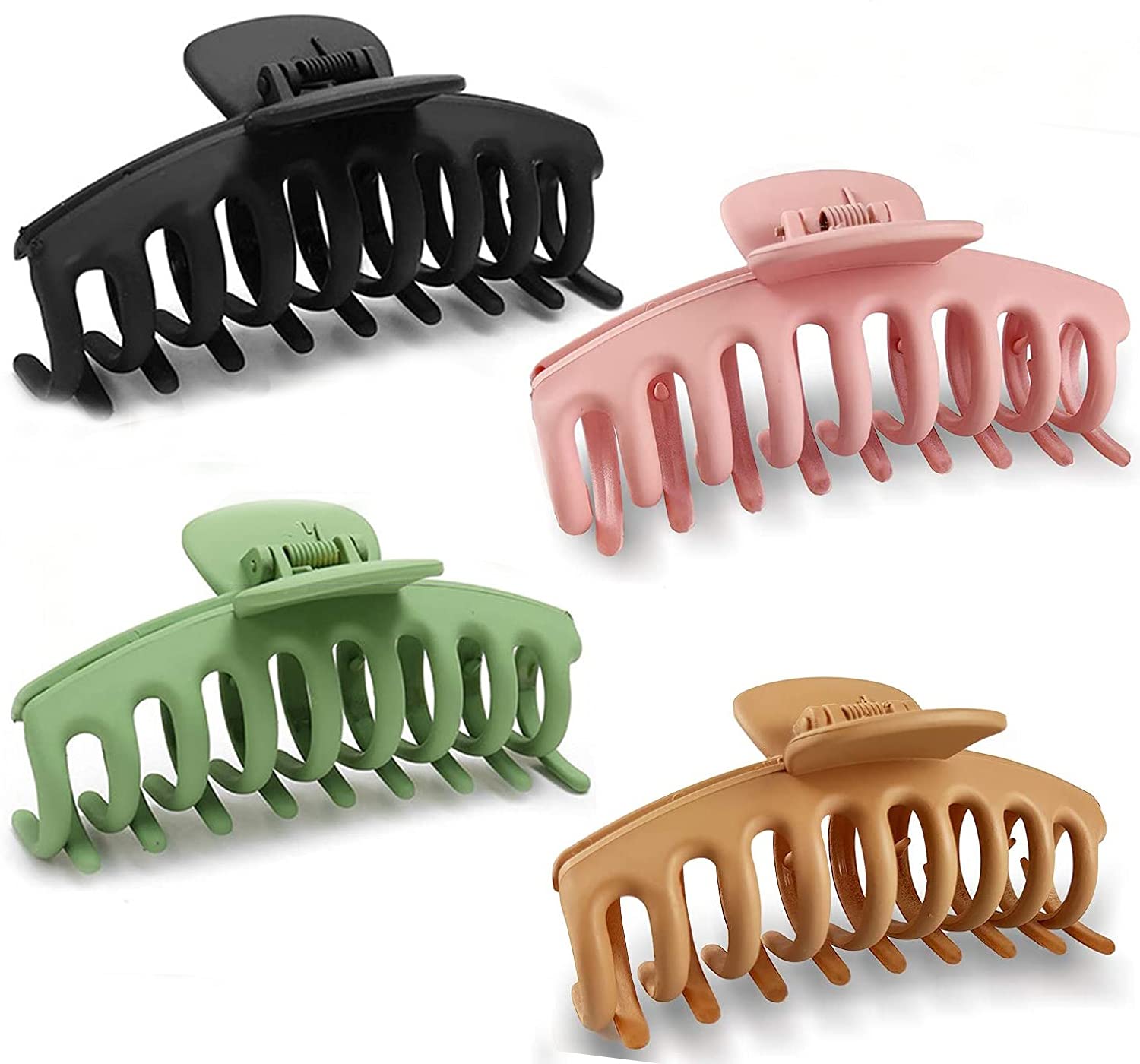 QAIMER Hair Claw Clips - 4 PCS Hair Clips Women - 4.3 inch Claw Clip is one of the handy Girls Hair Accessories for Women of all hair types (4 Colors)