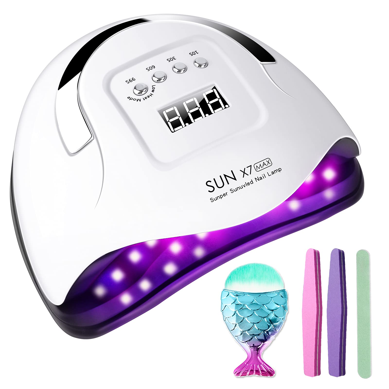 LED UV Nail Lamp 180W Professional Polish Manicure Pedicure Nail Dryer Light with 5 Timer Setting, Auto-Sensor, LCD-Display, Low-Heat for Manicure/Pedicure, Home and Salon