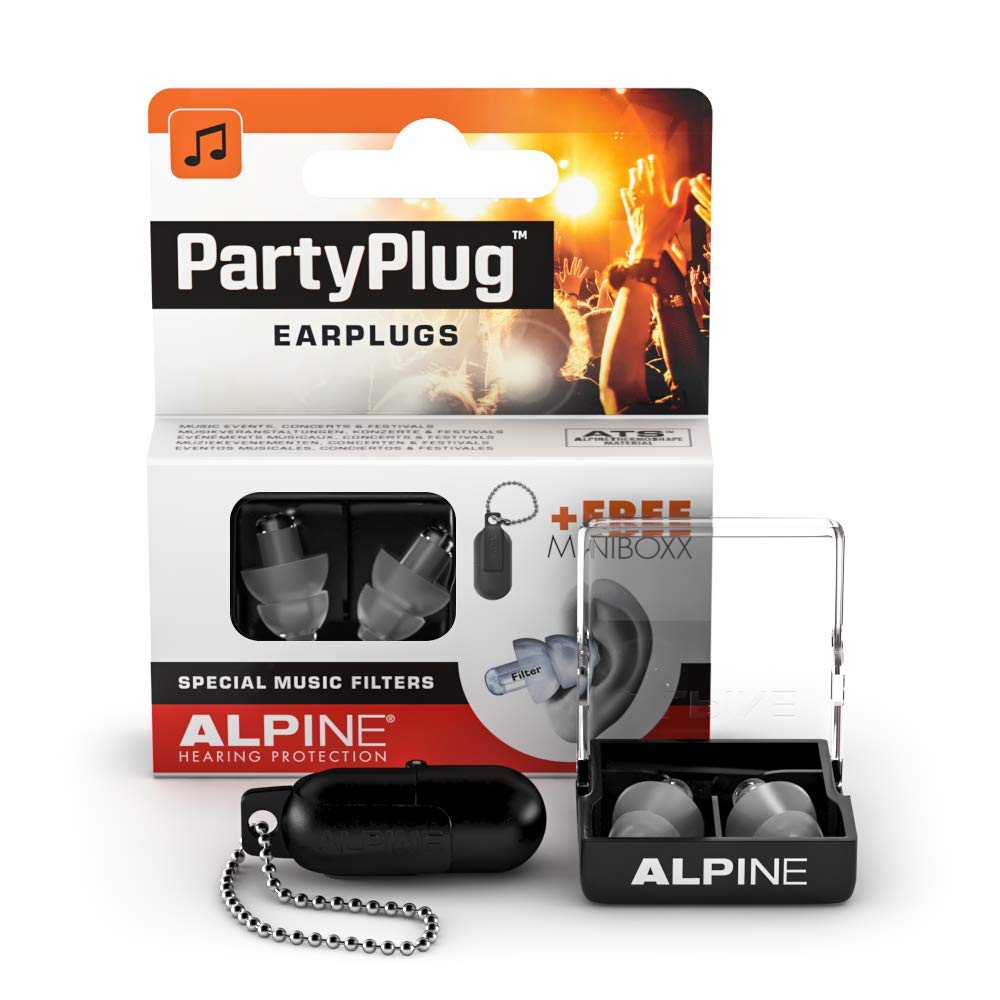 Alpine PartyPlug Ear Plugs - Safely enjoy Parties, Music Festivals and Concerts - Great music quality - Comfortable & hypoallergenic - Reusable earplugs - Transparent