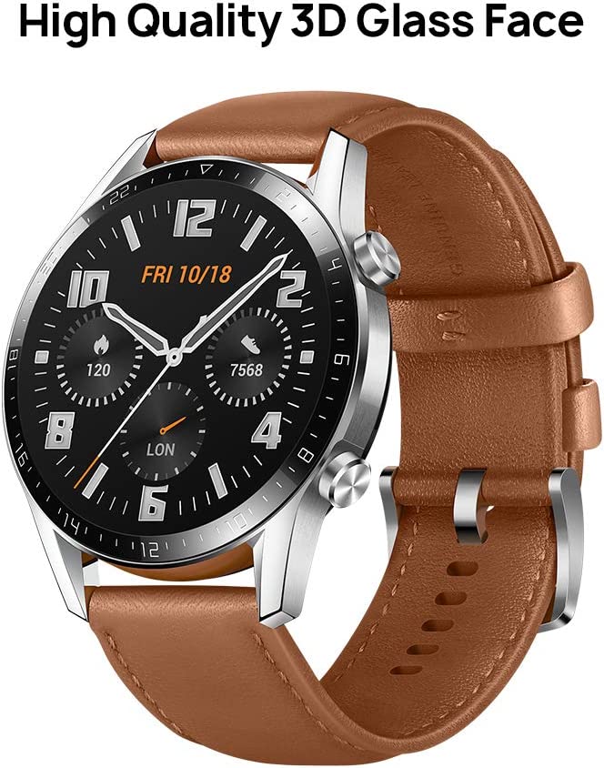 HUAWEI Watch GT 2 (46 mm) Smart Watch, 1.39 Inch AMOLED Display with 3D Glass Screen, 2 Weeks Battery Life, GPS, SpO2, 15 Sport Modes, 3D Glass Screen, Pebble Brown