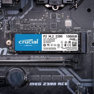 Crucial P2 CT500P2SSD8 500 GB Internal SSD, Up to 2400 MB/s (3D NAND, NVMe, PCIe, M.2), Black