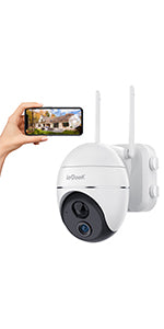 【4X Optical Zoom】ieGeek 360° Security Camera Outdoor, Auto Tracking CCTV Camera Systems with Color Night Vision, 1080P WiFi Wireless PTZ Home Security Camera, Human Motion Detection, Voice Intercom