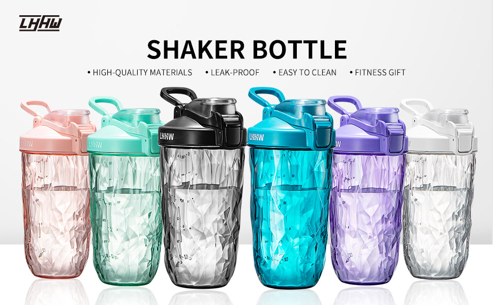 LHHW Protein Shaker Bottle Protein Shaker without ball, 650ML Nutrition Mixer with Leak Proof Design-BPA Free(Black)