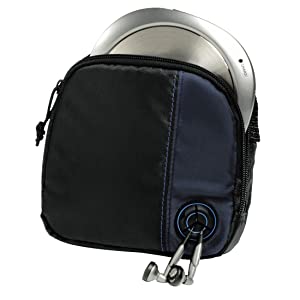 Hama CD Player Bag for Portable CD Player and 3 CDs (with cable outlet and belt loop), Black/Blue