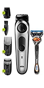 Braun Beard Trimmer, With Lifetime Sharp Blades Easily Cut Through Long Or Thick Hair, Precision Dial For 20 Length Settings In 0.5 Mm Step Sizes, BT3221, Black/Volt Green