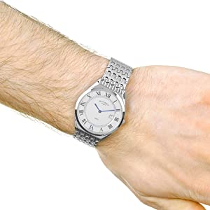 Rotary Men's Ultra Slim Quartz Watch with Metal Stainless Steel Strap GB08000/21