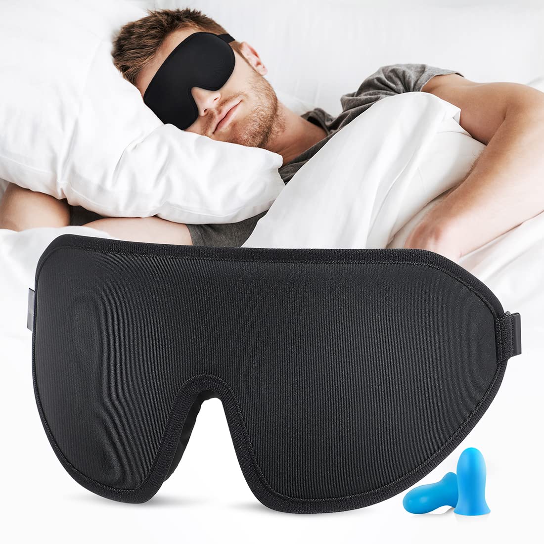 Boniesun 100% Blackout Sleep Mask for Women Men, Sleeping Mask for Light Blocking Eye mask for Sleeping Soft & Comfortable Lycra Fabric 3D Contoured Cup Blindfold for Totally Shading