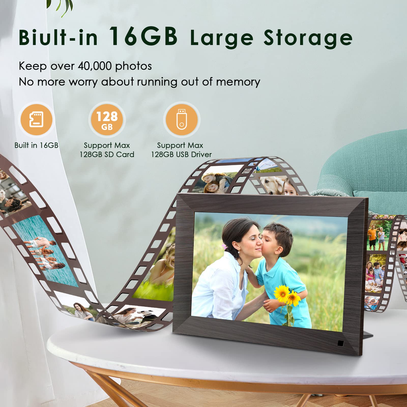 EACHPAI Digital Photo Frame - 10.1" WiFi Digital Picture Frame with IPS HD Touchscreen, 16GB Storage, Support Max 128GB U-Disk and Standard SD Card, IOS/Android App Instant Sharing Photos and Video