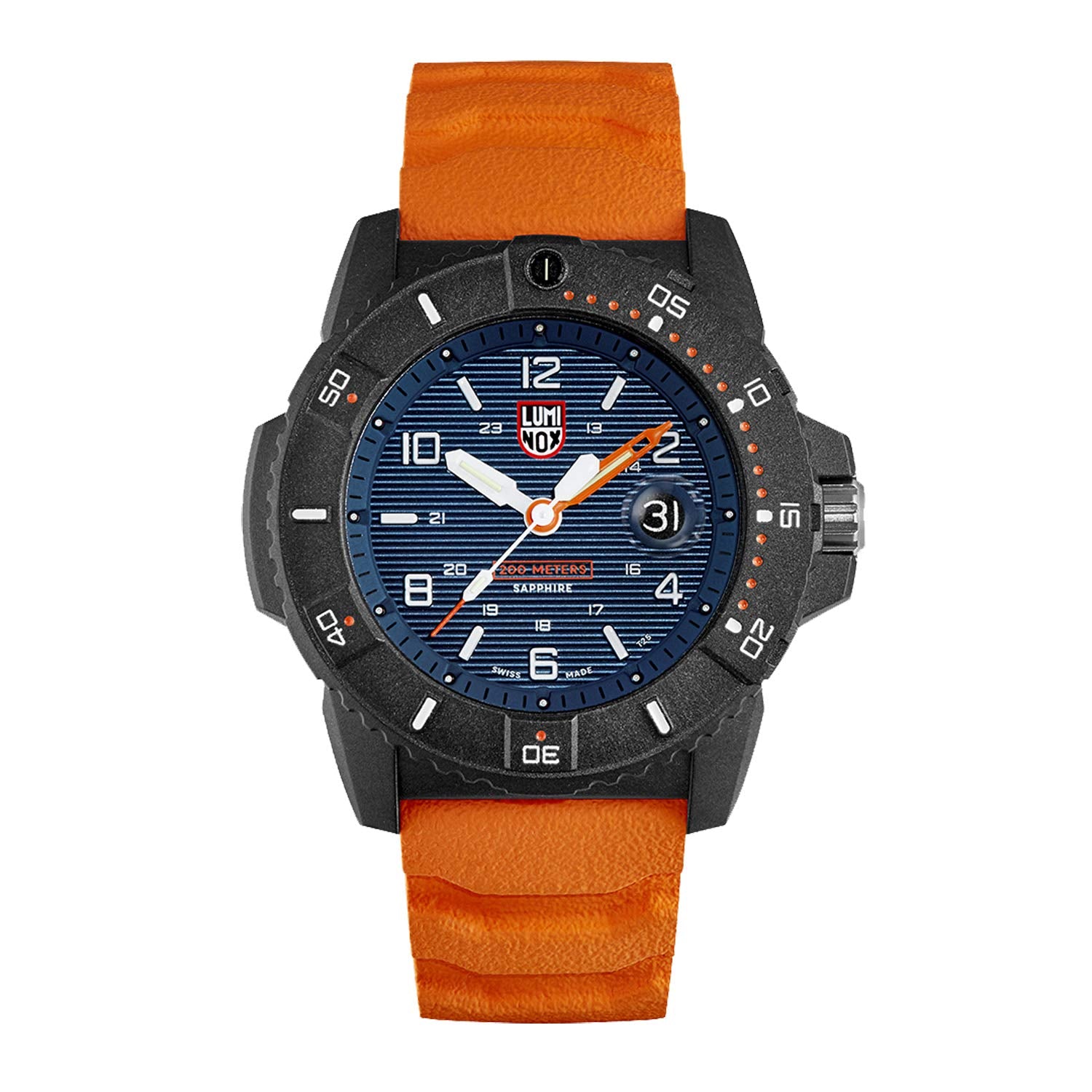 Luminox Navy Seal XS.3603 Mens Watch 45mm - Dive Watch in Orange/Blue Date Function 200m Water Resistant