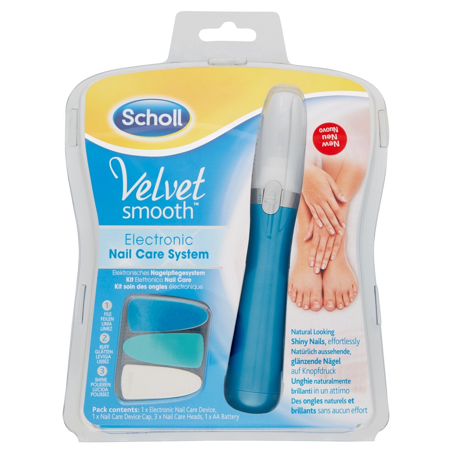 Scholl Velvet Electronic Nail Care System, Blue