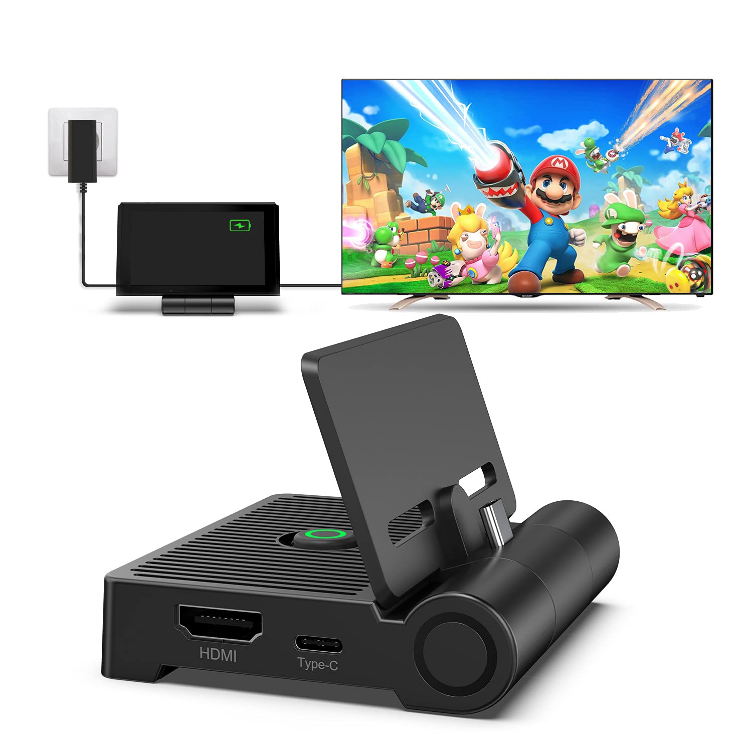Switch TV Dock for NS Switch/Switch OLED, innoAura Switch Docking Station with Foldable and Portable Design, HDMI, Type-C and USB 3.0 Port