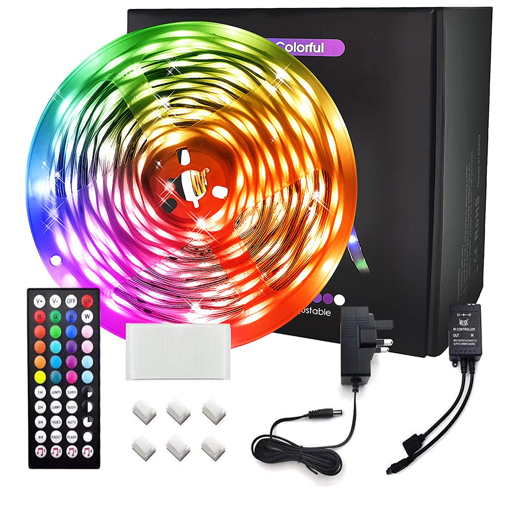 LED Strip Lights 10M, Music Sync RGB LED Strip Lighting for Bedroom Color Changing SMD 5050 Rope Strip Lights for Home, Desk, Dorm, Cabinet, TVs, Kitchen, Party(44 Keys Remote+ Mic Control)