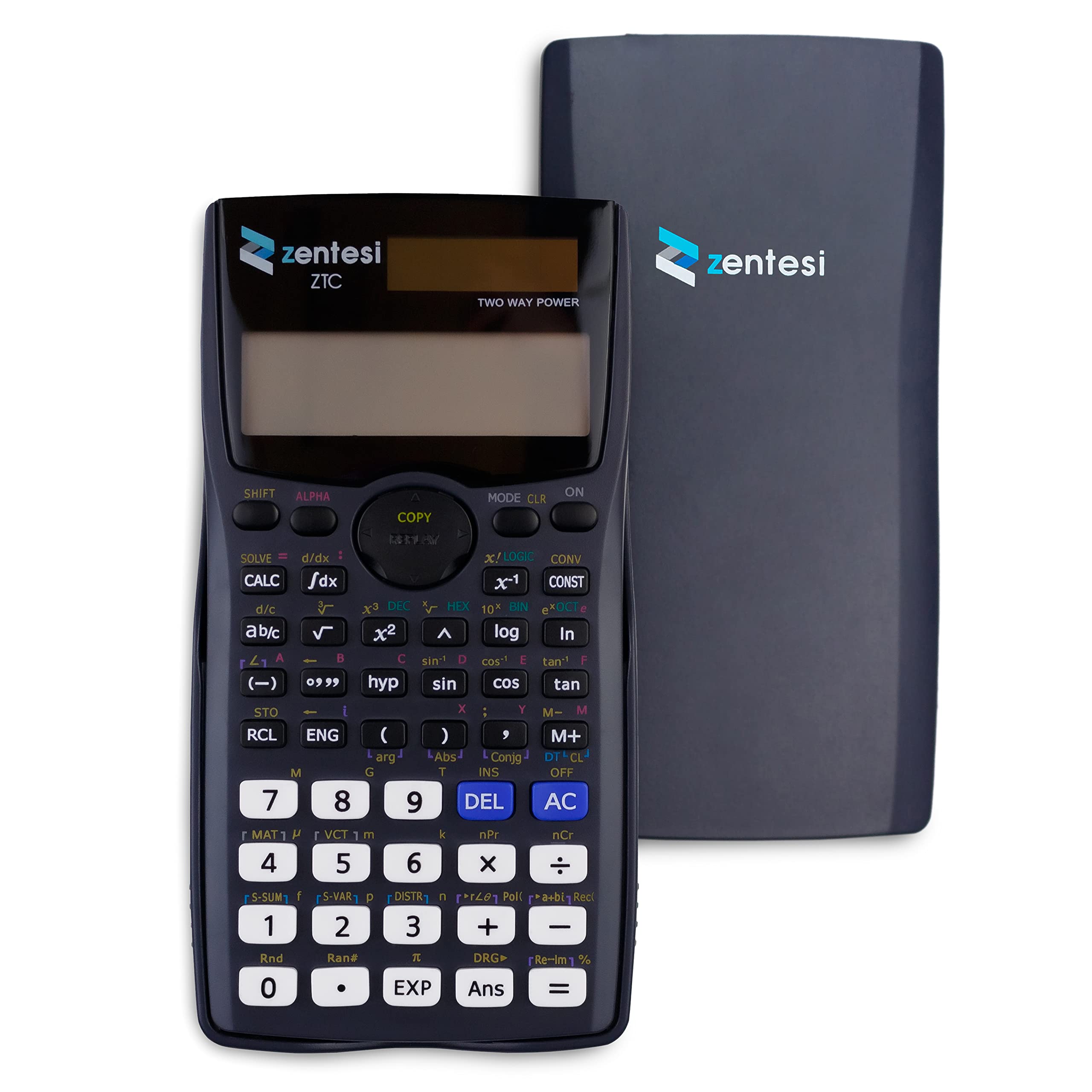 Zentesi Scientific Calculator For Secondary School with Solar Power. Perfect for GCSE, A Level Maths, Office Stationary Set & Supplies - 401 Functions, 12 Digit & 2 Line Display