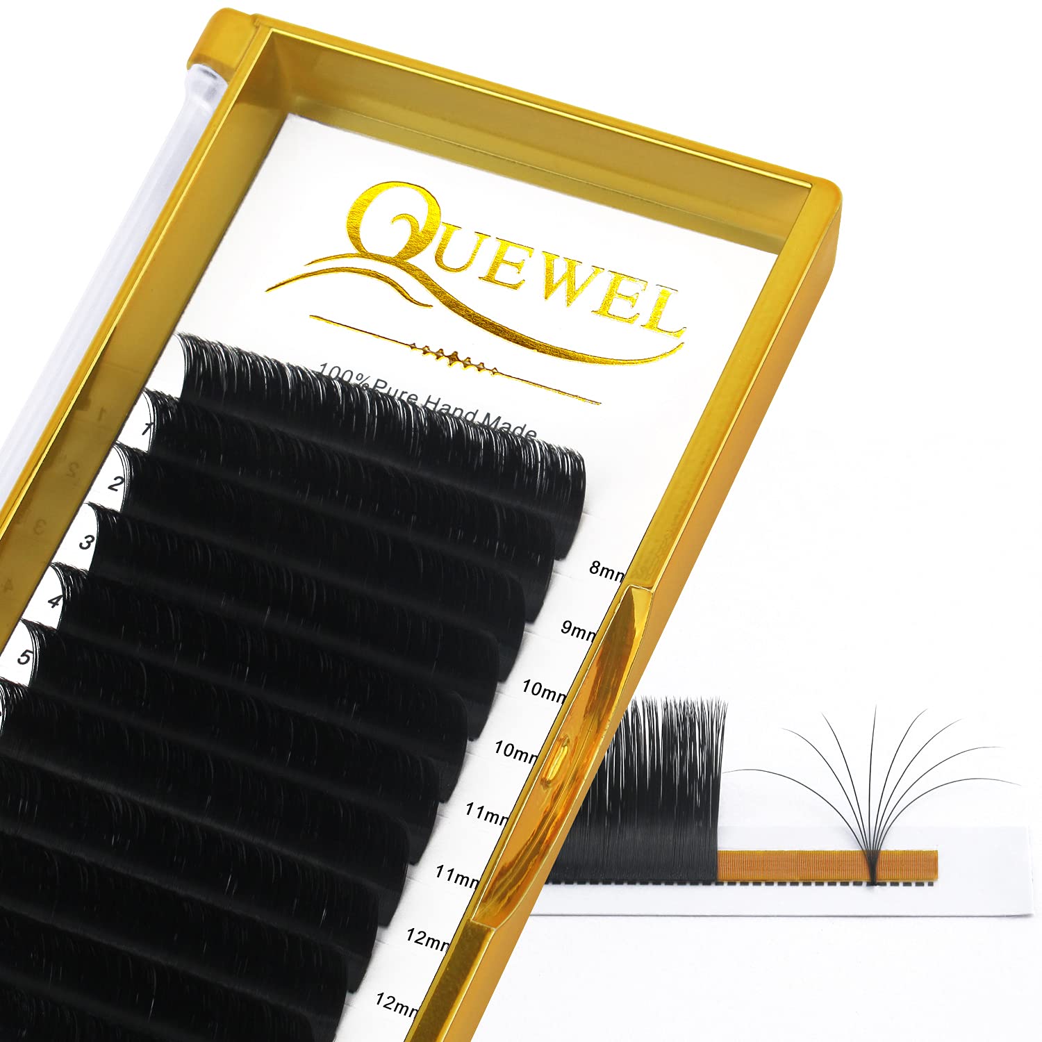 Easy Fan Lashes 0.07D Curl Mix8-15mm QUEWEL Easy Fan Russian Lashes 2D-20D Volume Lash Extensions Self Fanning Eyelash Extensions Easy Fan Volume Lashes Automatic Blooming (0.07D Mix8-15mm)