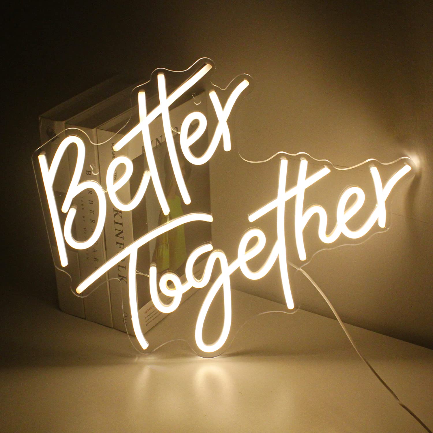 Looklight Better Together Words Neon Signs Warm White Led Neon Light Letters Decorative Led Signs Powered by USB for Wedding Party Club Anniversary Bar Birthday Decor
