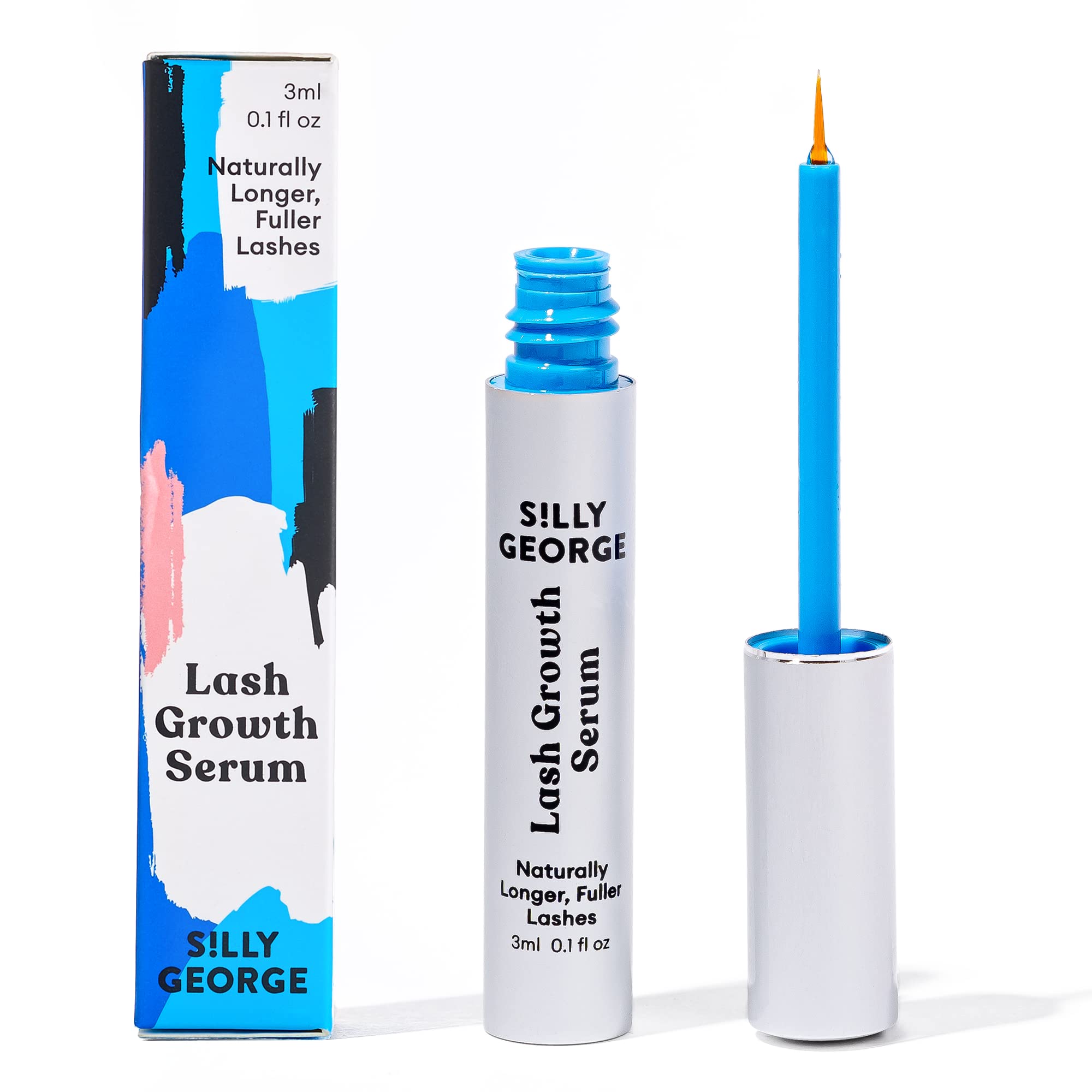 Silly George Lash Growth Serum Eyelash Growth Serum. Fuller, Longer, Luscious Eyelashes without Eyelash Glue & Mess, Vegan