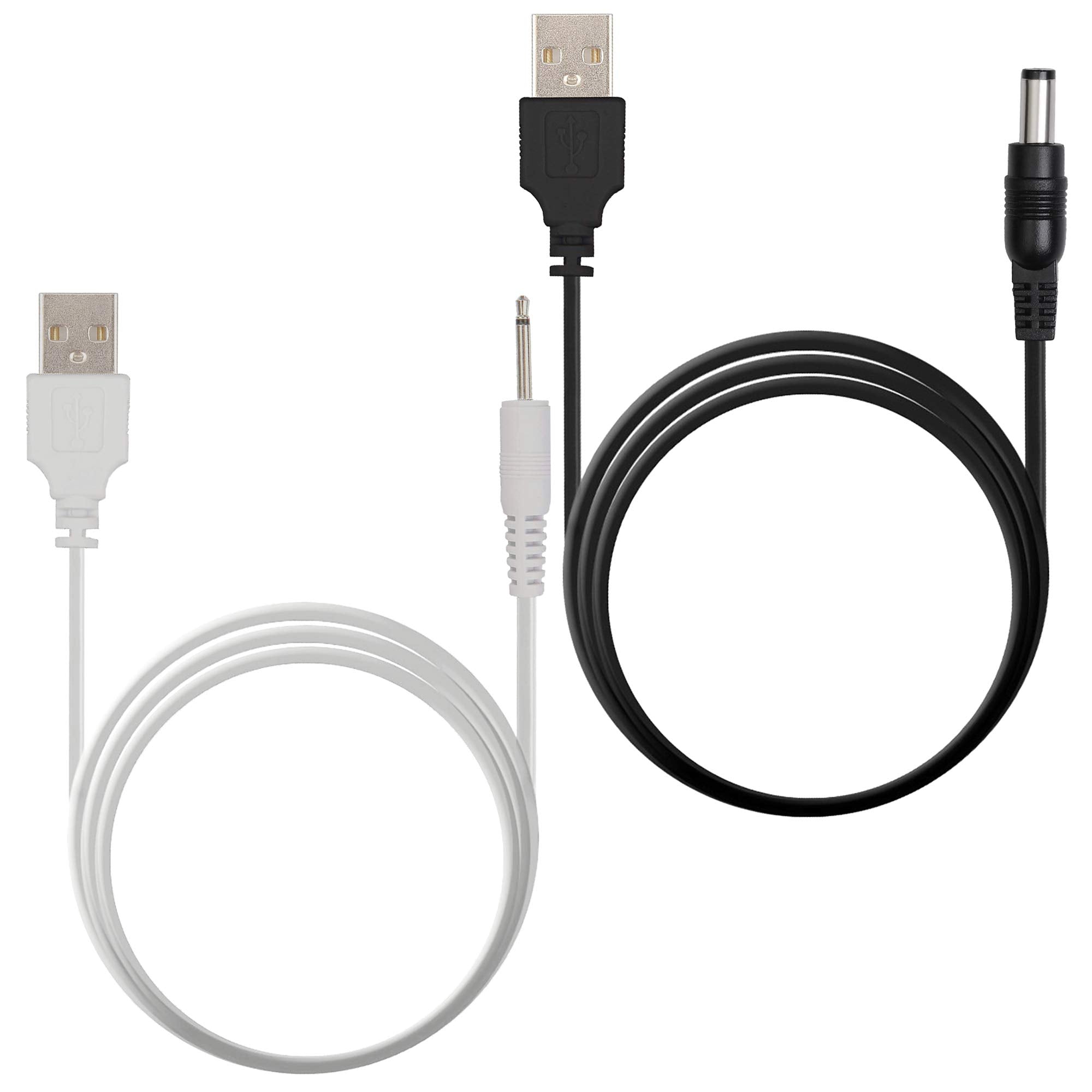 Replacement Charging Cable Set | USB Charger Cords - 2.5mm/5.5mm for Wireless Massagers - Fast Charging