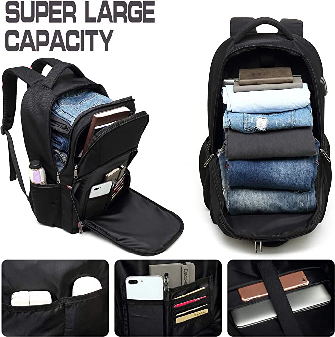 Laptop Backpack,Extra Large Anti-Theft Business Travel Laptop Backpack Bag with USB Charging Port (Black 17 inch)