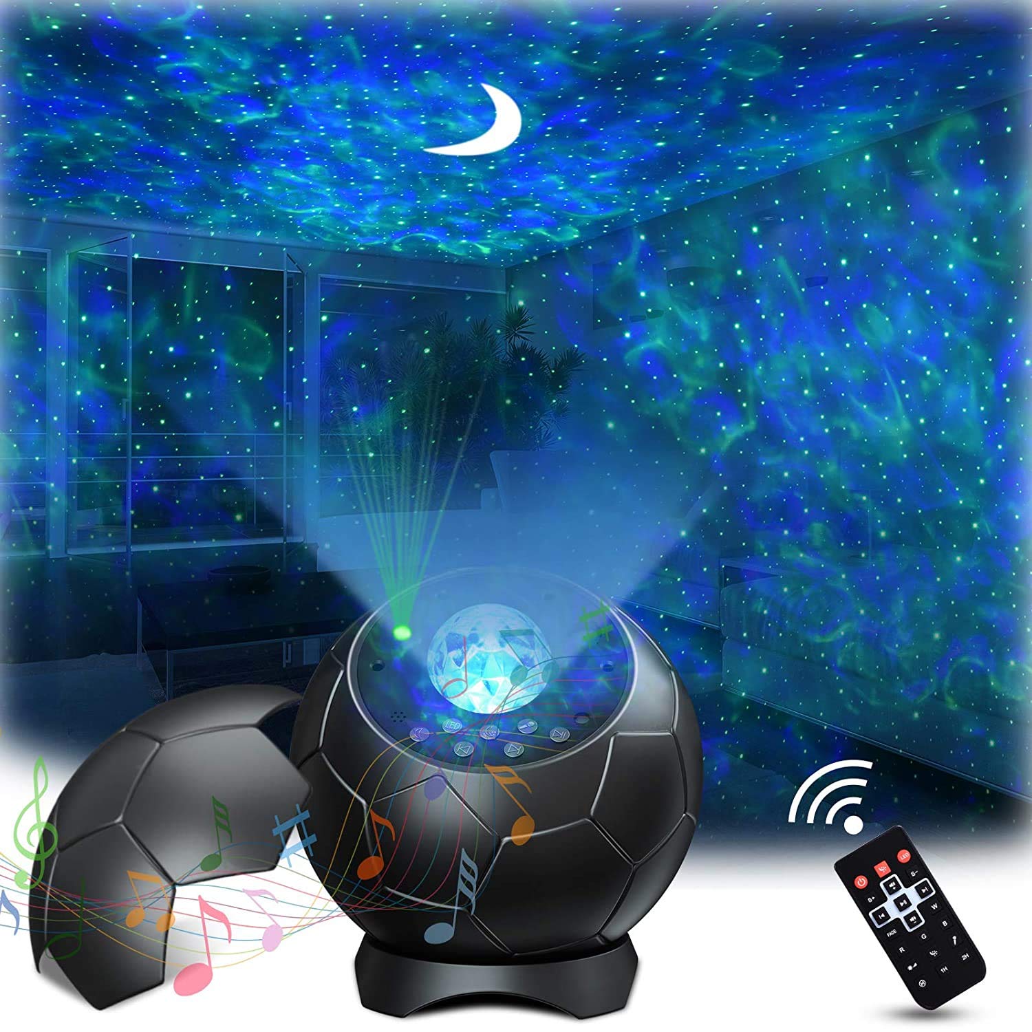 Lupantte Light Projector, Night Light Projector with Remote & Voice Control & Timer & Music Speaker, Star Projector Sound/Brightness/Speed Adjustable, 21 Colors and 72 Effects, Room Decor/Gift/Party