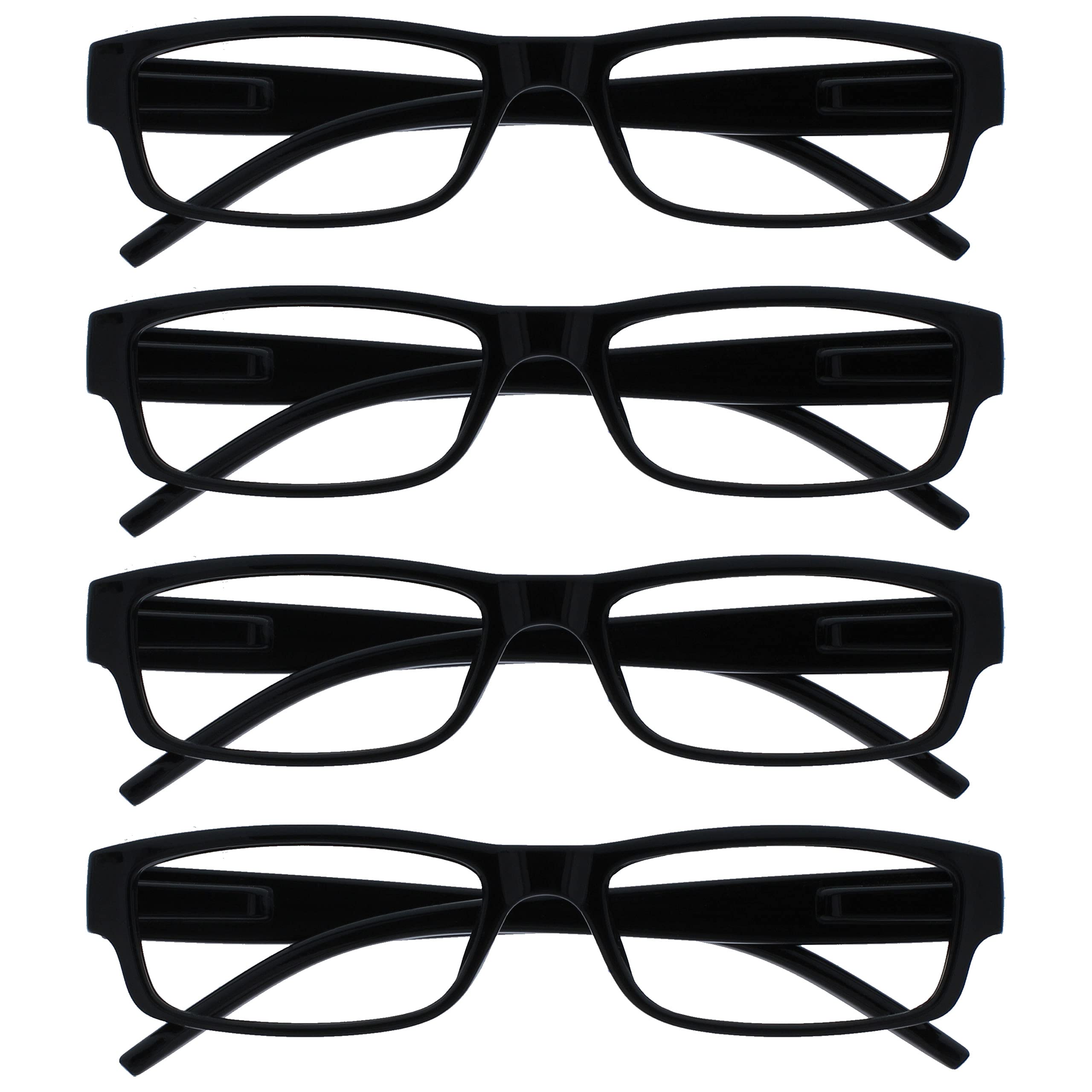The Reading Glasses Company Black Lightweight Comfortable Readers Value 4 Pack Designer Style Mens Womens UVR4PK032 +2.00