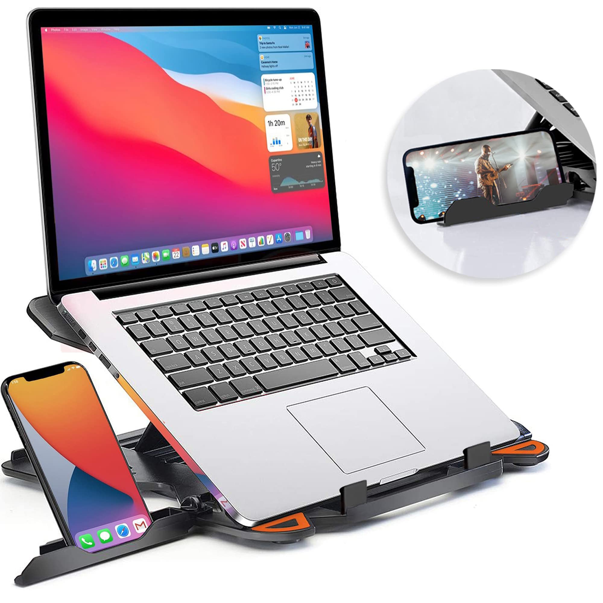 Apex Industries- Laptop Stand, With Phone Holder and 360°Adjustable, Laptop Stand For Desk, Laptop Riser for Desk, Portable Laptop Stand Compatible with All Laptops/MacBook Stand 13"15"17.