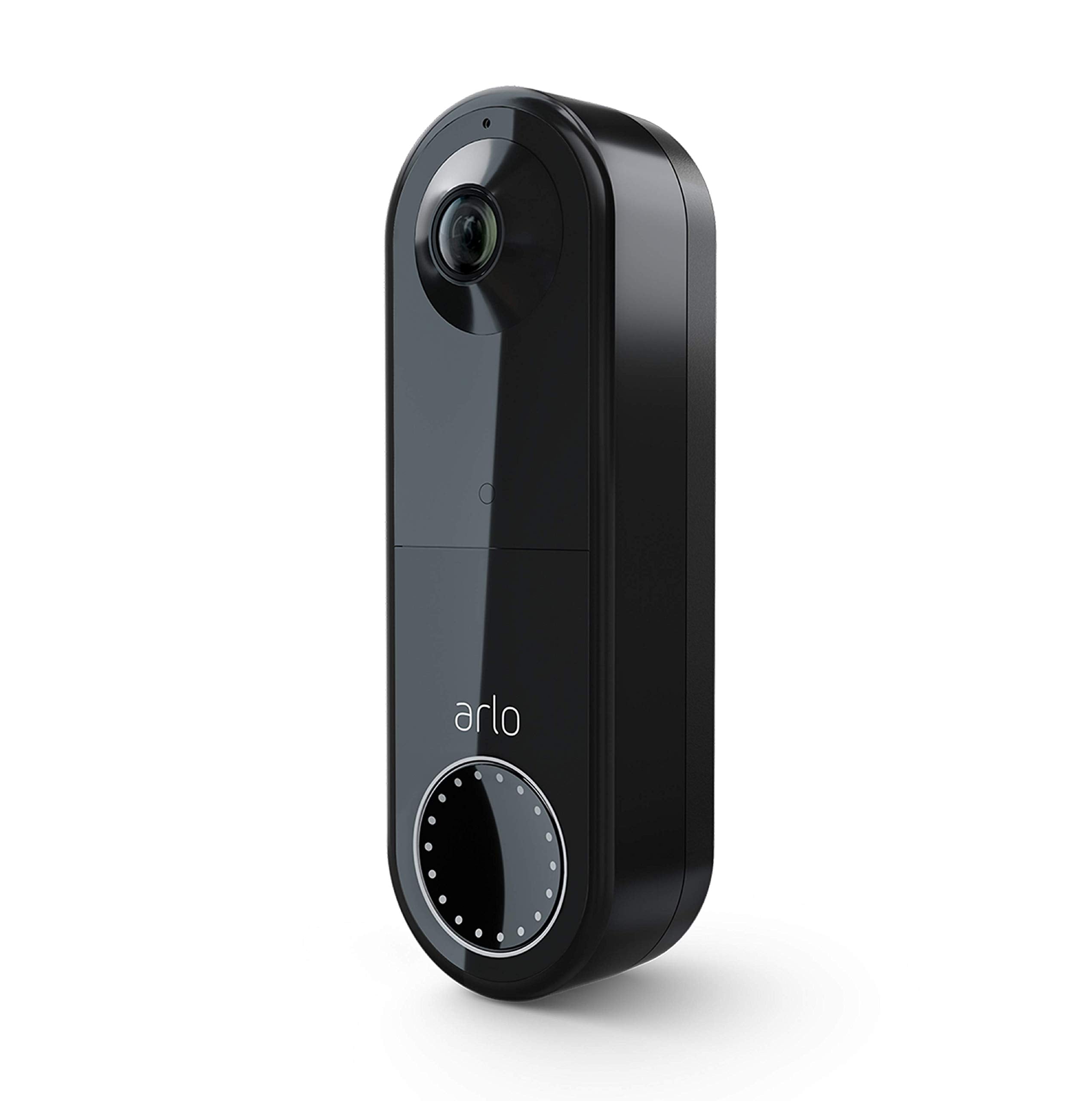 Arlo Essential wire-free Video Doorbell Security Camera, 1080p HD doorbell camera HD, 2-Way Audio, Package Detection, Motion Detection and Alerts, Built-in Siren, Night Vision, AVD2001B, Black