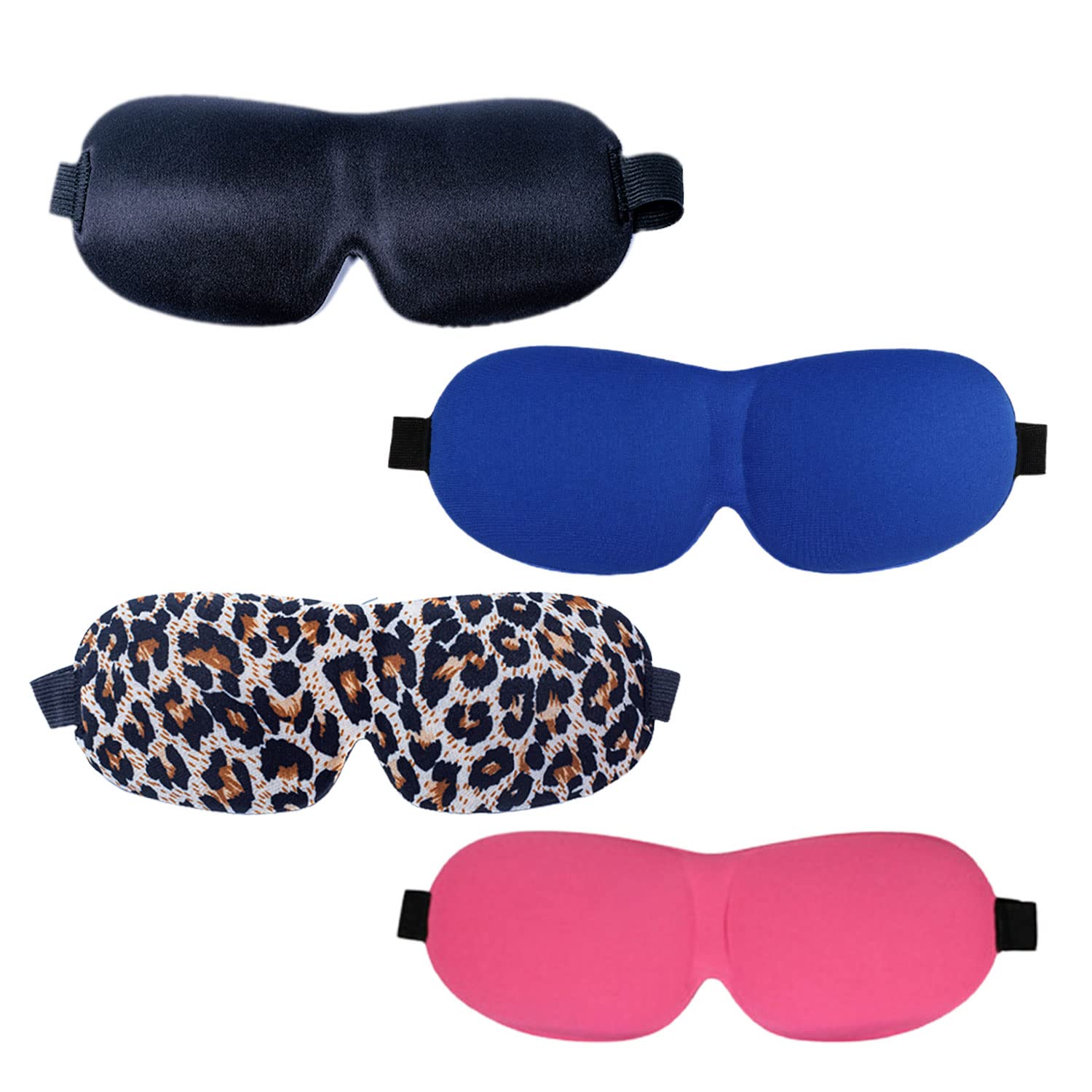 VIKSAUN 4 Pack Blackout Sleep & Eye Mask, 3D Contoured Design for Deep Sleeping, Sleeping Mask for Travel, Nap, Yoga, Straps for Comfort & Adjustability, Eye Cover for Sleeping Unisex (4 Pack)