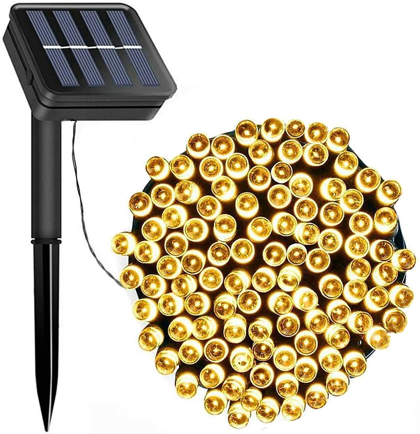 Grandwill Solar String Lights Outdoor,33ft 100 LEDs Garden Solar Fairy Lights Waterproof 8 Modes Solar Powered String Lights for Christmas, Garden, Tree, Party, Holiday Decoration - Warm White