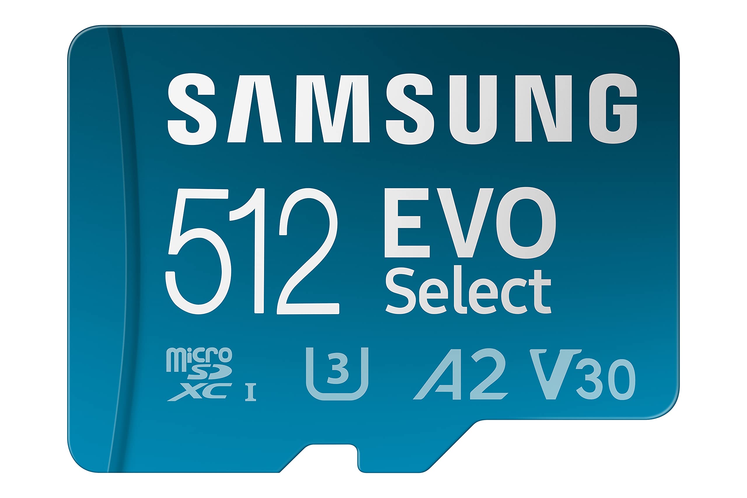 Samsung EVO Select 512GB microSDXC UHS-I U3 130MB/s Full HD & 4K UHD Memory Card inc. SD-Adapter (MB-ME512KA/EU)