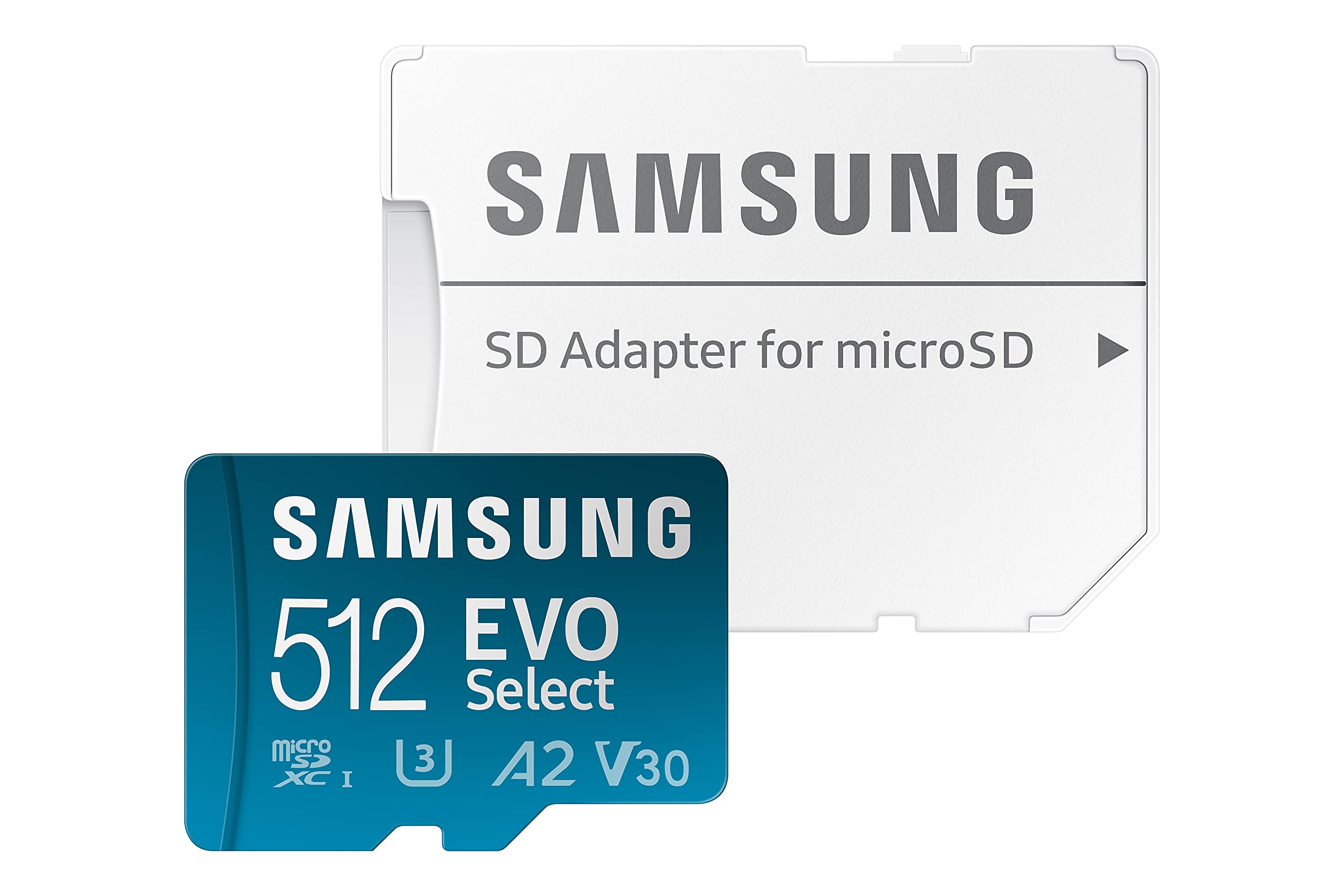 Samsung EVO Select 512GB microSDXC UHS-I U3 130MB/s Full HD & 4K UHD Memory Card inc. SD-Adapter (MB-ME512KA/EU)