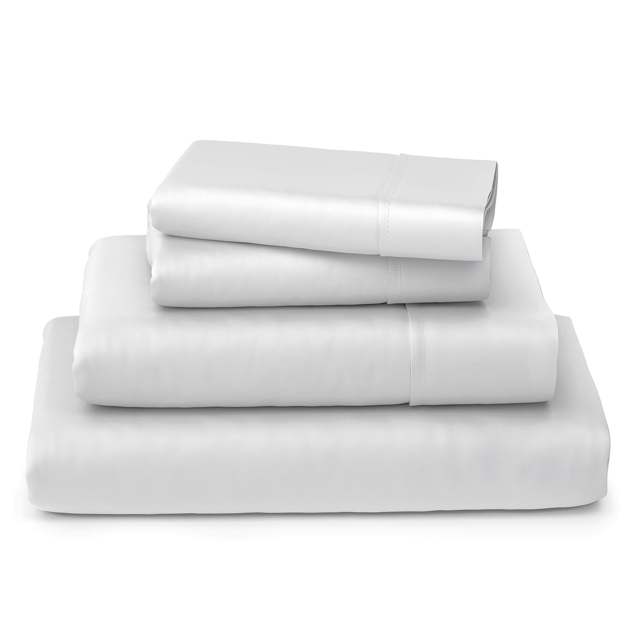 Cosy House Collection Luxury Bamboo Sheets - 4 Piece Bedding Set - Bamboo Viscose Blend - Soft, Breathable, Deep Pocket - 1 Duvet Cover, 1 Fitted Sheet, 2 Pillow Cases - King, White