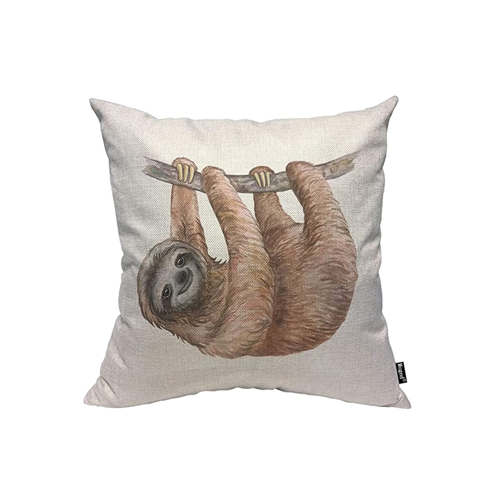 Brown Sloth Cushion Cover Baby Sloth Pillow Case Home Decorative for Living Room, Sofa, Bedroom, Home, 45x45 (CQ0101)