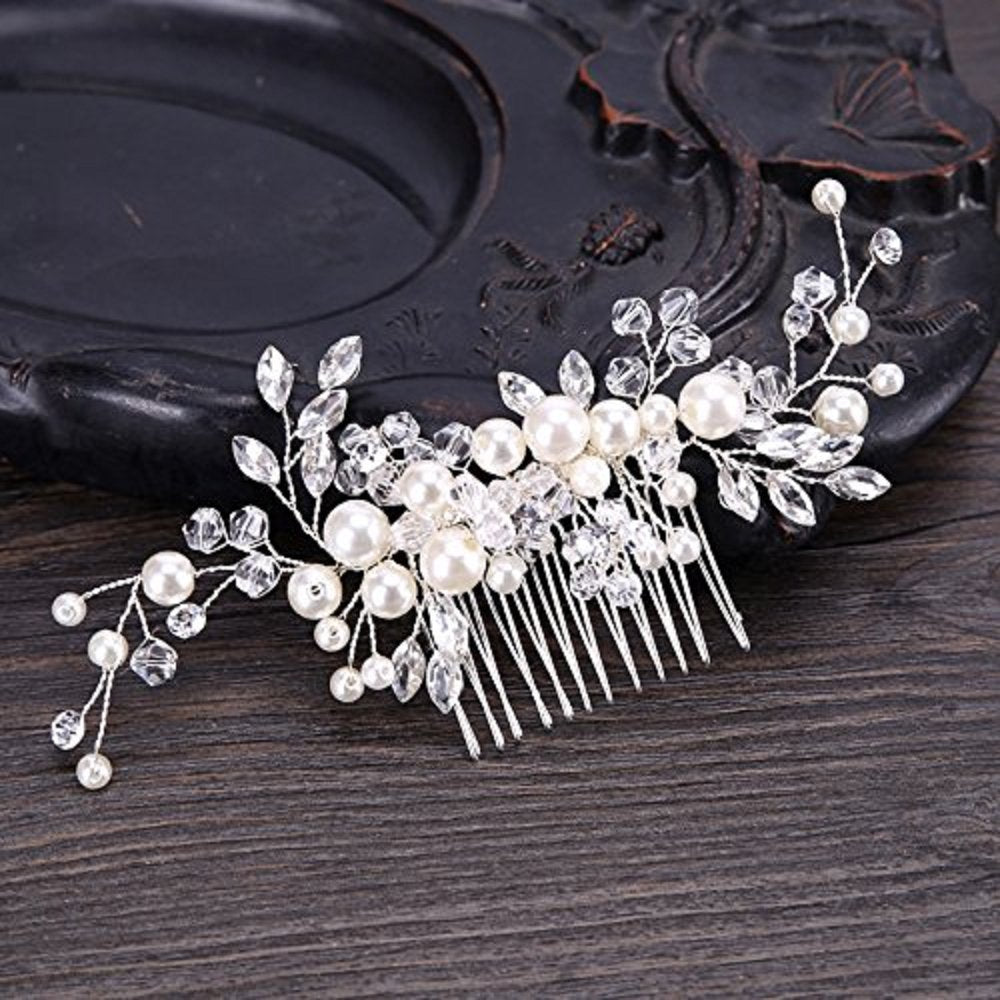 Samidy Bridal Flower Side Hair Clips Pearl Bridal Headpiece Wedding Accessories