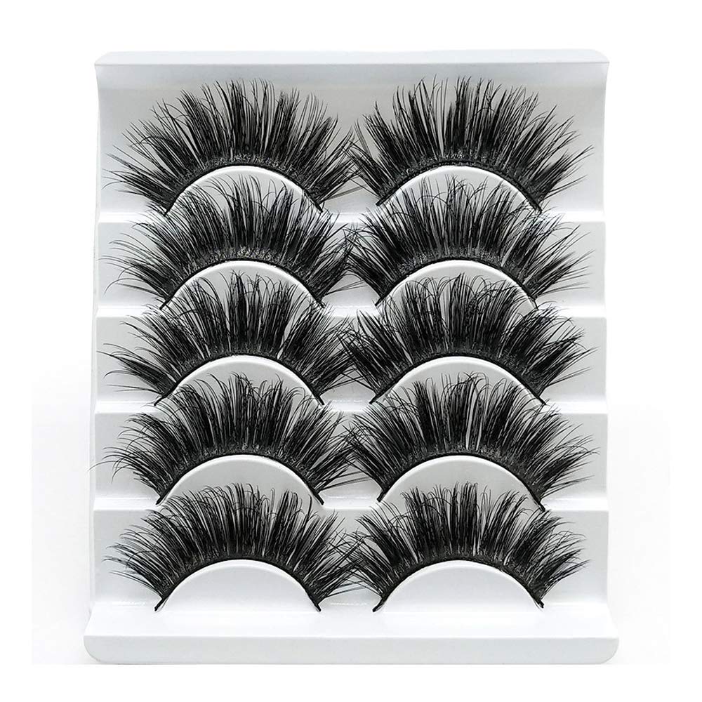 Faux 3D Mink Eyelashes Dramatic Makeup Thick Long Multilayer Fluffy Hand-made False Eyelashes Pack of 5 Pairs(3D01)