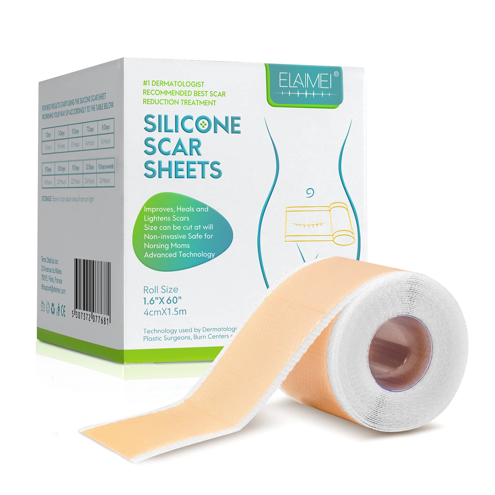 Silicone Scar Sheets, Medical Silicone Easy-Tear Gel Tape Roll, Scar Removal Sheets Works on Old & New Scars, Scar Treatment Sheets