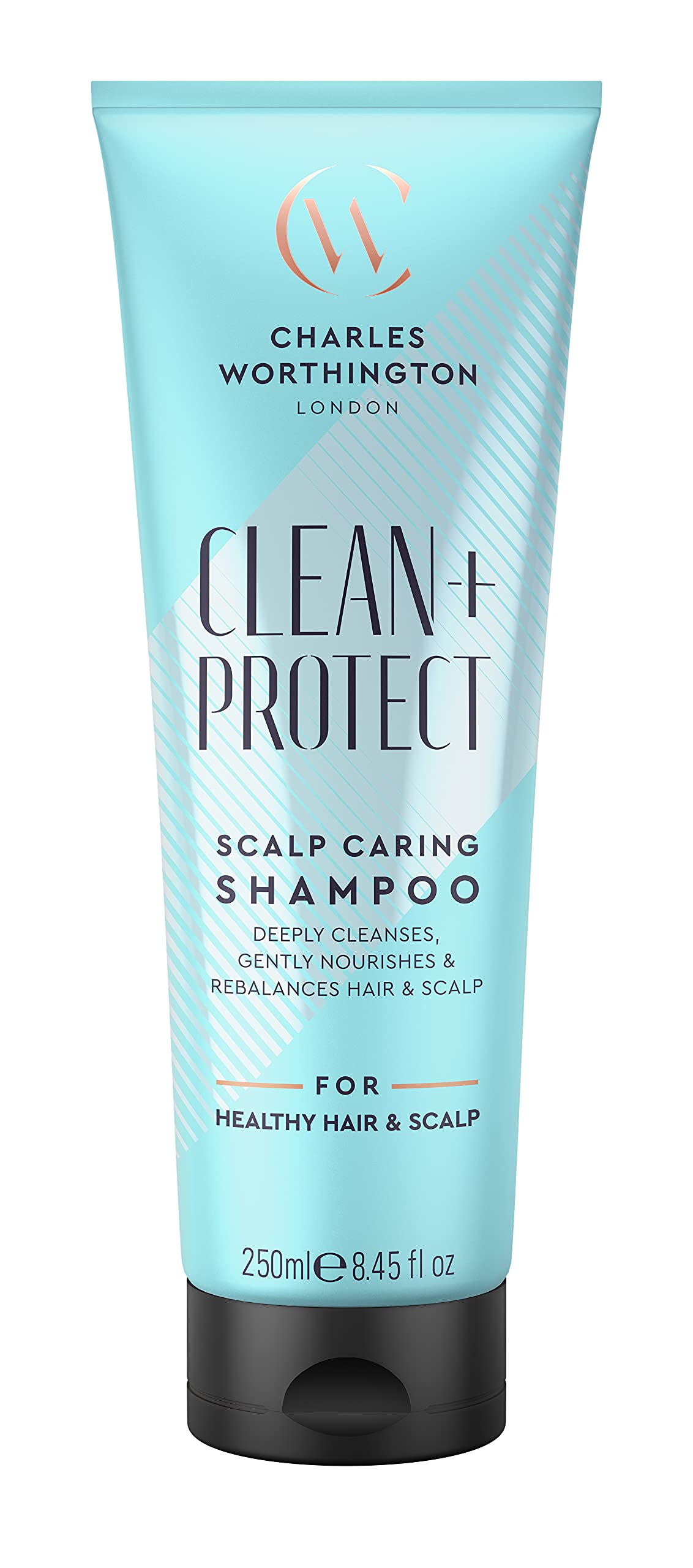 Charles Worthington Clean and Protect Scalp Caring Shampoo, with Rose Clay & Salicylic Acid, Anti-Residue Shampoo, 250ml