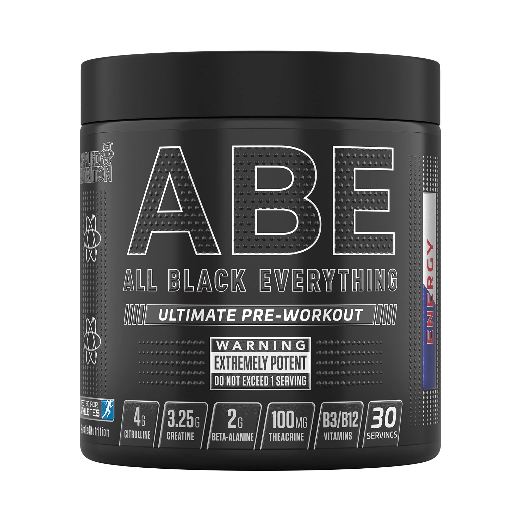 Applied Nutrition ABE Pre Workout - ABE All Black Everything Pre Workout Powder, Energy & Physical Performance with Creatine, Beta Alanine, Caffeine, Citrulline - 315g, 30 Servings (Energy Flavour)