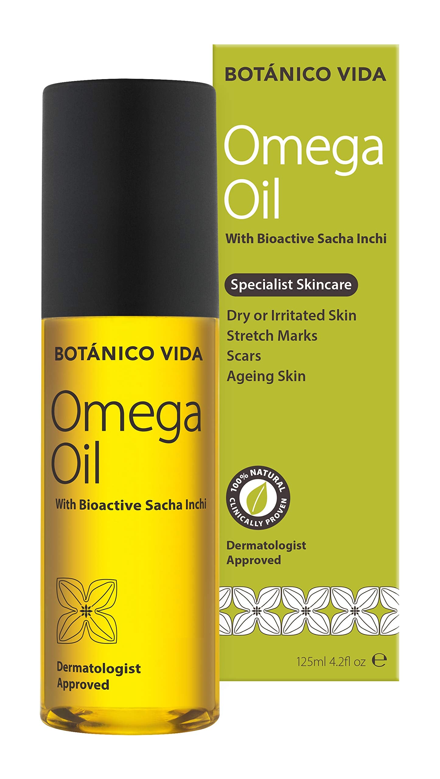 Botanico Vida Omega Oil. The 100% Natural Body Oil for Stretch Marks, Scars, Dry Skin. Clinically Proven Skincare, 125ml