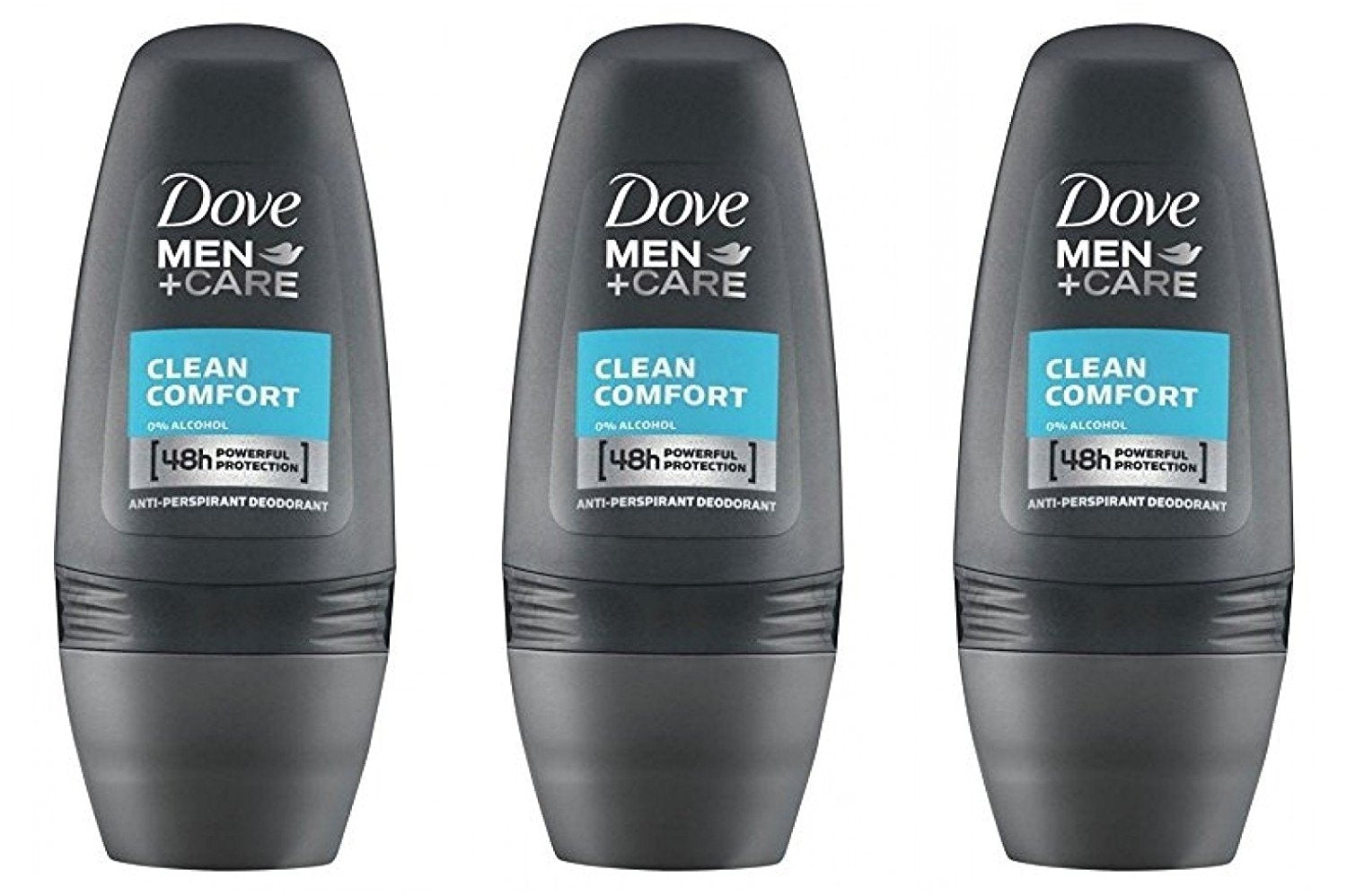 Dove Men Clean Comfort Anti-Perspirant Deodorant Roll-On 50ml (1.7 Fluid Ounce). (Pack Of 3)