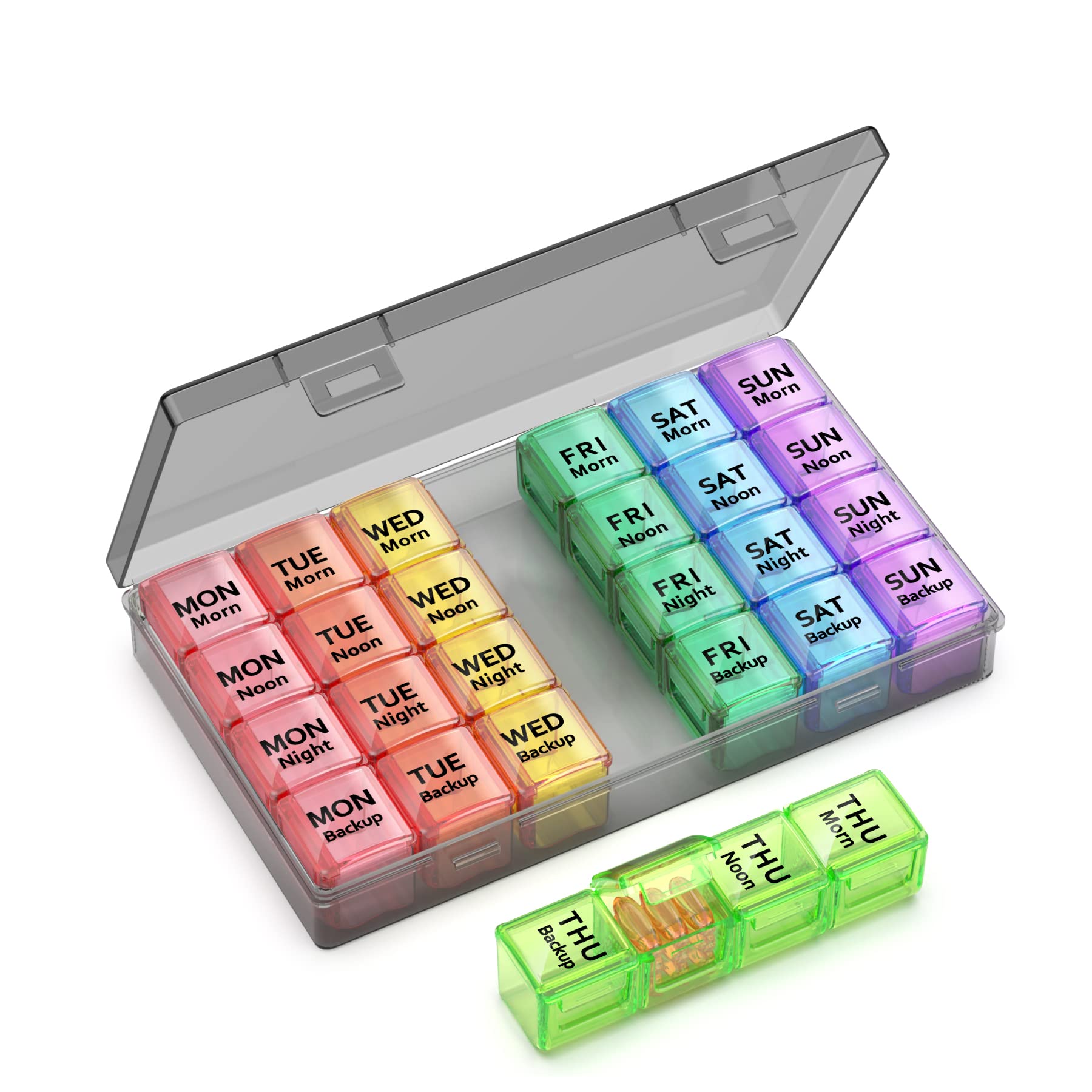 Jaduoher 7 Day Pill Box Organiser 4 Times a Day, Weekly Pill Box Case with 28 Compartments