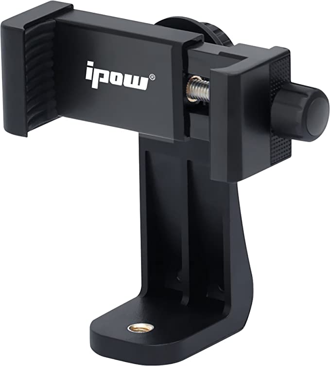 Ipow Mobile Phone Tripod Adapter, Rotatable Bracket Smartphone Clamp Holder Compatible with Samsung Huawei Used on Tripod, Monopod, Selfie Stick