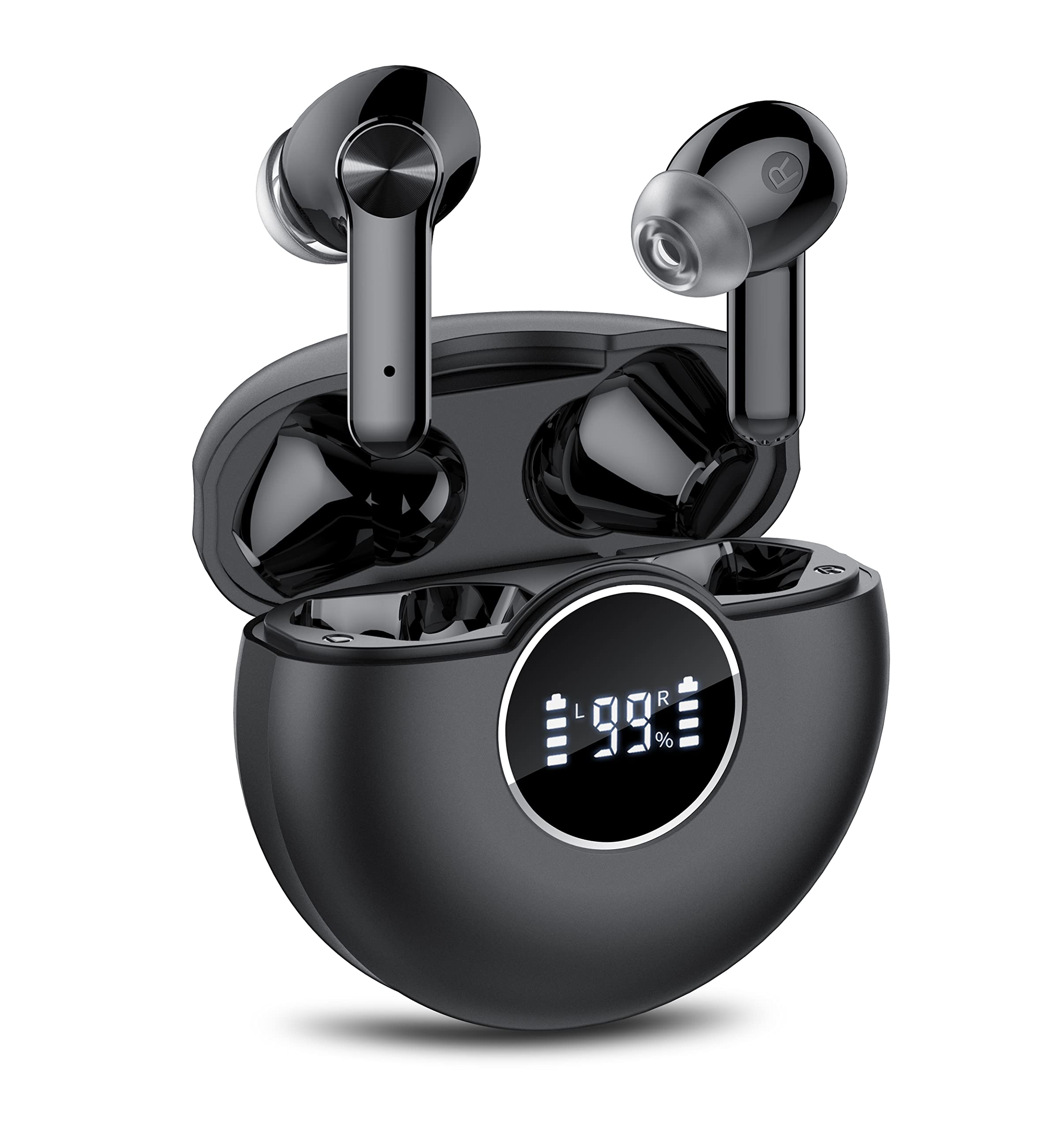 Wireless Earbuds, Bluetooth 5.2 Wireless Headphones With Mics, 48H Playtime with LED Power Display, Deep Bass, USB-C Fast Charging, Touch Control, IPX7 Waterproof Wireless Earphones for Work/Sport